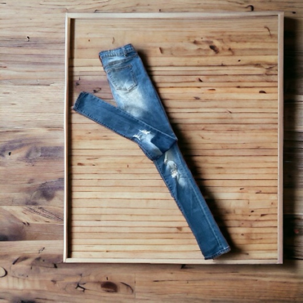 Euc- Distressed, Patchwork Jeans In Pristine Cond… - image 2